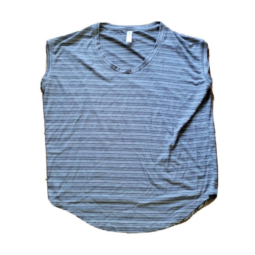 Athleta Shirt Womens Medium Black White Striped Sleeveless Athletic Casual Basic